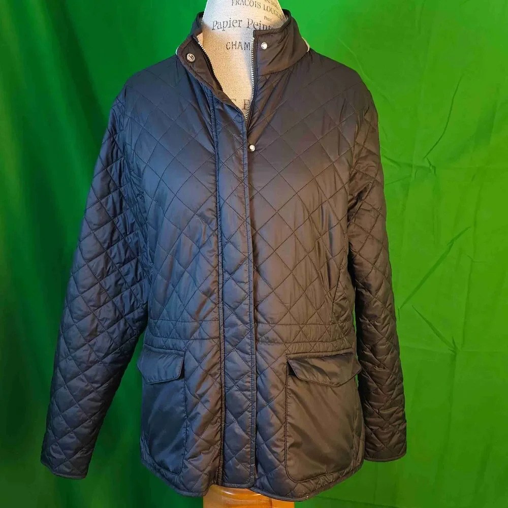 Peter Millar Womens Black Quilted Elbow Patch Traveler Jacket Coat‎ Large